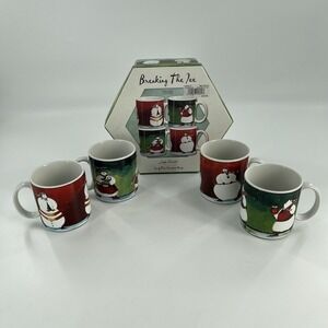 Set of 4 Sakura Breaking The Ice Coffee Mugs Cocoa Cups 12 oz Snowman Winter